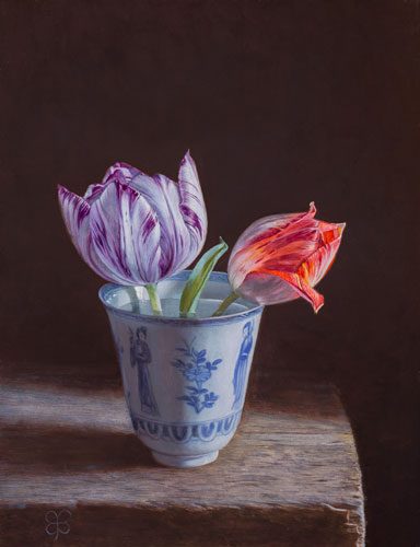 Beker-met-tulpen-2018-olieverf-op-masonite-27-x-21-cm-1-384x500 Stock