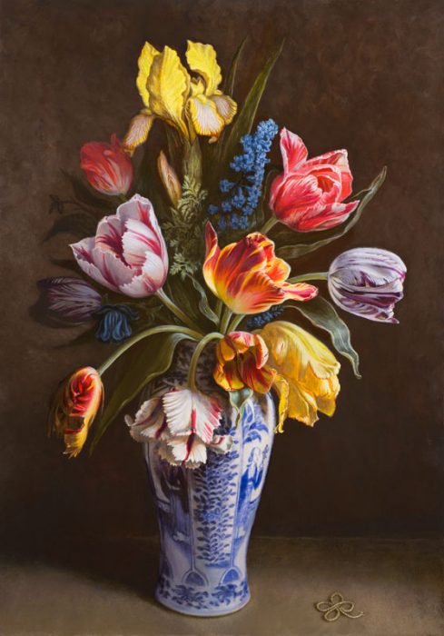 Bloemen-in-Kangxi-vaas-2019-olieverf-op-masonite-42-x-295-cm.-e1570040910930 Stock